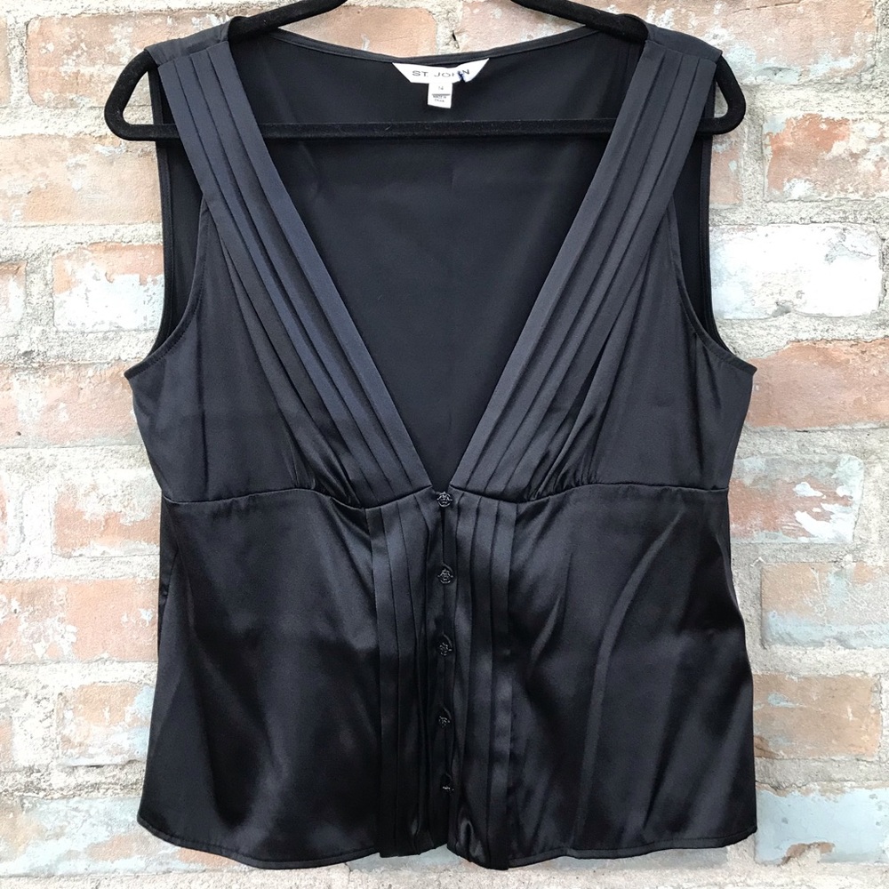 ST JOHN Black Silk vest 14
